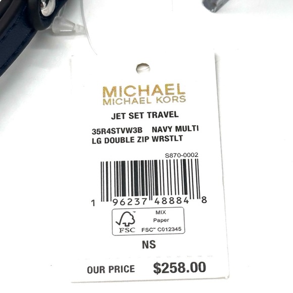 Michael Kors Large Charlotte Tote Bag & LG Double Zip Wallet Luggage Navy Blue - Picture 15 of 15